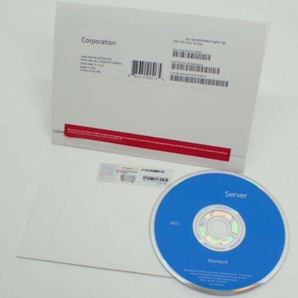 Microsoft Windows Server 2025 Standard 16 Core DVD Installation